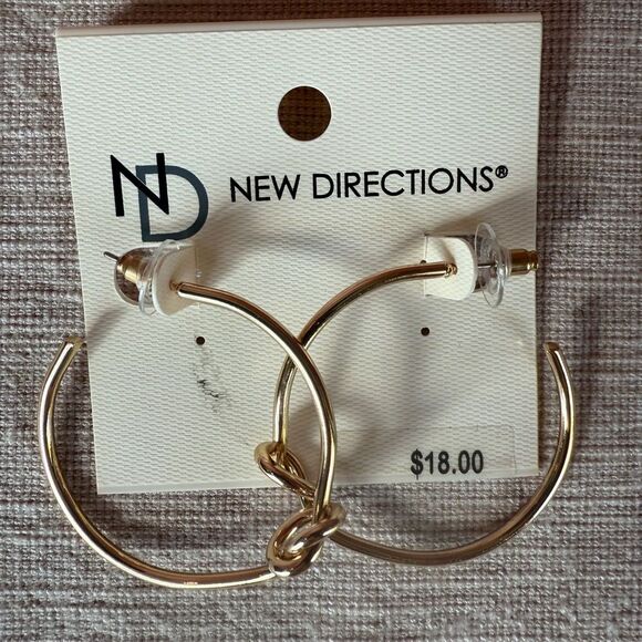 NWT New Directions Hoop Earrings Gold Tone Knot Originally $18 - Picture 2 of 3